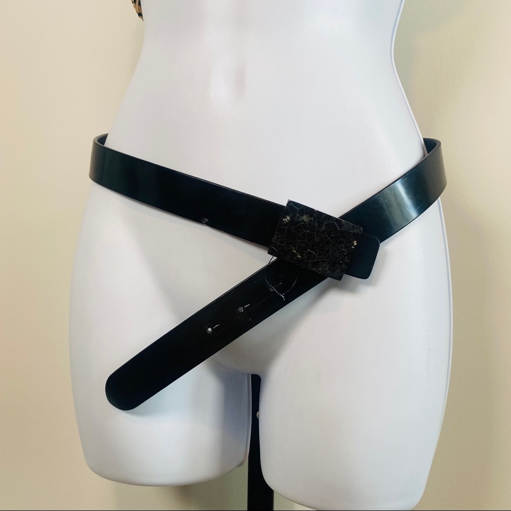 Jil Sander Black Leather Buckle Belt